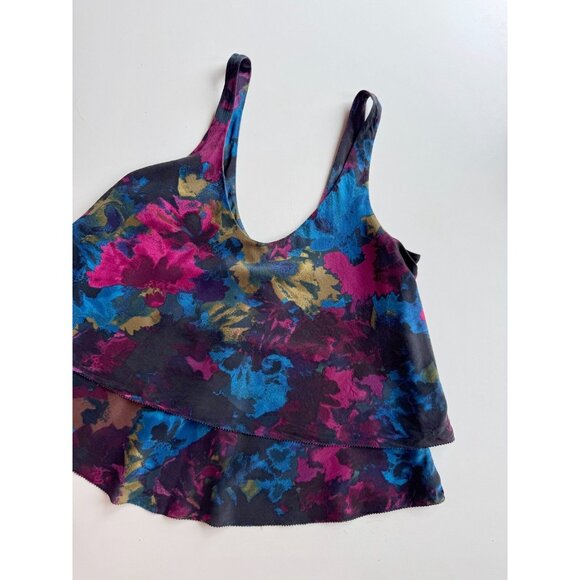 Aritzia T BABATON Floral Printed Silk Crepe Tiered Layered A-Line Tank, Size XS - Picture 6 of 11